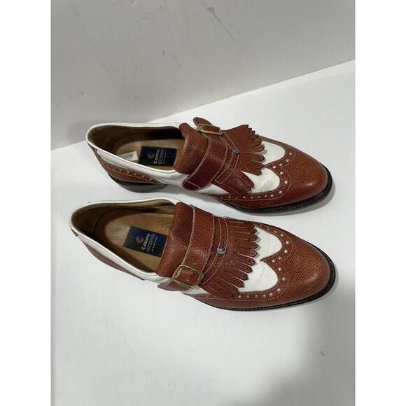 Callaway Golf Shoes‎ Men\'s 9.5 Brown White Wing Monk Strap Buckle Spikes Italy main image 10
